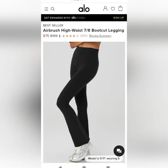 Alo Yoga Airbrush HR 7/8 Bootcut Legging - Picture 3 of 10